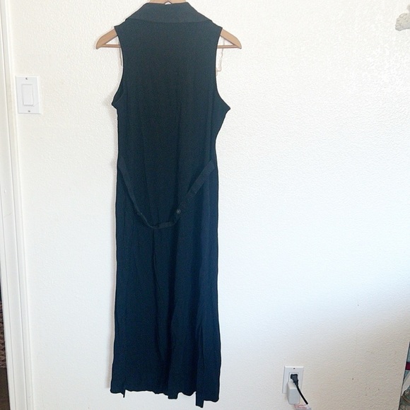 Studio1940 Black Collared Button Down Maxi Dress With Attached Belt To Tighten - Picture 7 of 9
